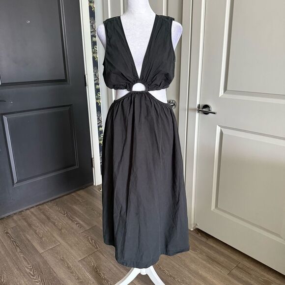 Rails Rizo Black Sleeveless A-line Midi Dress with Cut Outs Size M - Picture 1 of 7